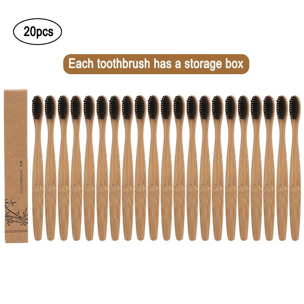 20 Pcs Natuurlijke Bamboe Tandenborstel Tandenborstels Milieuvriendelijke Zachte Haren Fiber Tandenborstel Bamboe Tandenborstel Oral Care Levert: Default Title