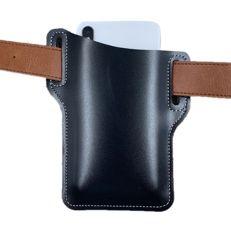 Retro kunstlæder mobiltelefon bæltetaske mænd vandtæt mobiltelefon loop hylster beskyttelsestaske talje taske tegnebog