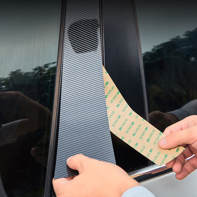 For Skoda Kodiaq Car B C Pillar Middle Central Column PC Carbon Window Trim Decoration Strip Protection Sticker