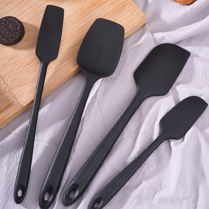 4 Stks/set Hittebestendige Siliconen Koken Gereedschap Keukengerei Bakken Gebak Gereedschap Spatel Cake Spatels Cook Set: black