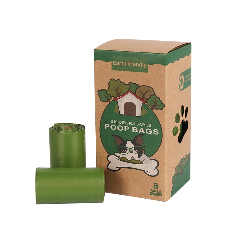 Bolsas de basura biodegradables para excrementos de perro, dispensador ecológico de bolsas de basura para mascotas, suministros para exteriores: 8 Rolls Army Green