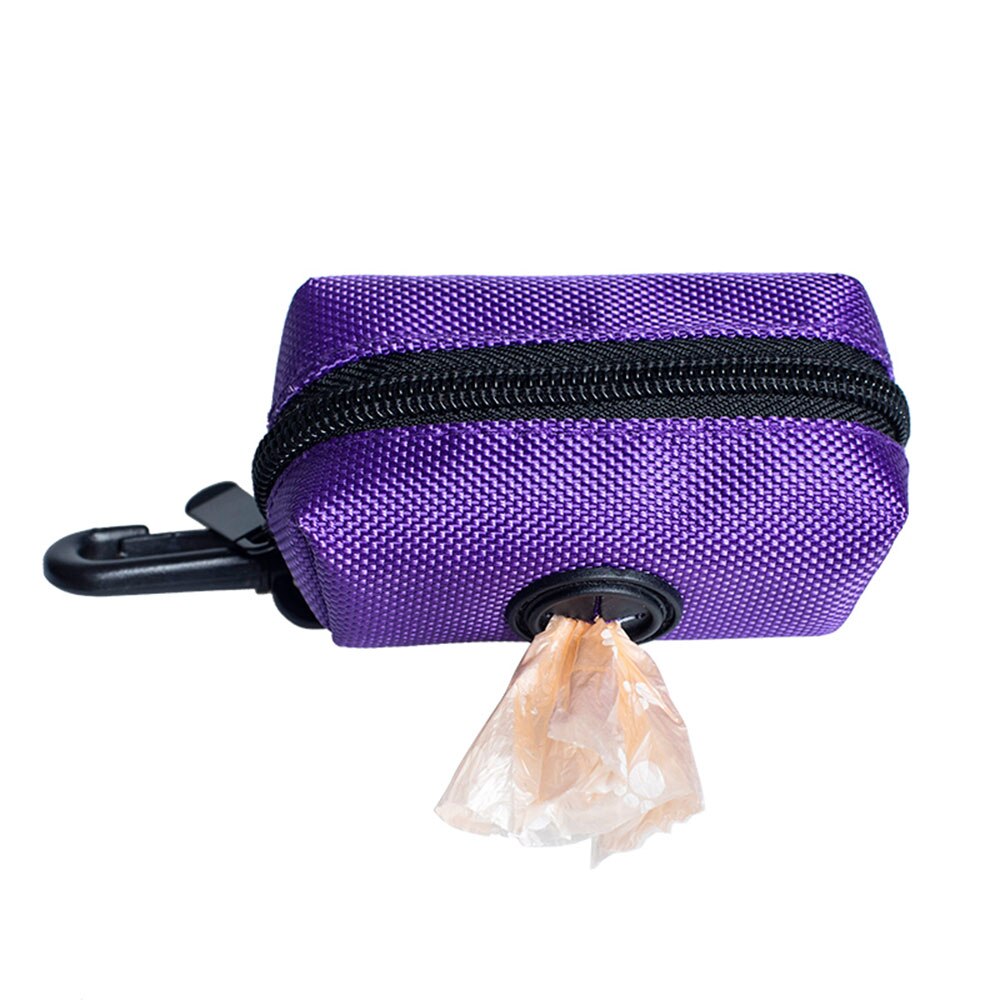 Bolsas de basura con cremallera para recoger excrementos de perro y mascota, bolso para ganchillo, dispensador portátil, suministros para mascotas: Purple