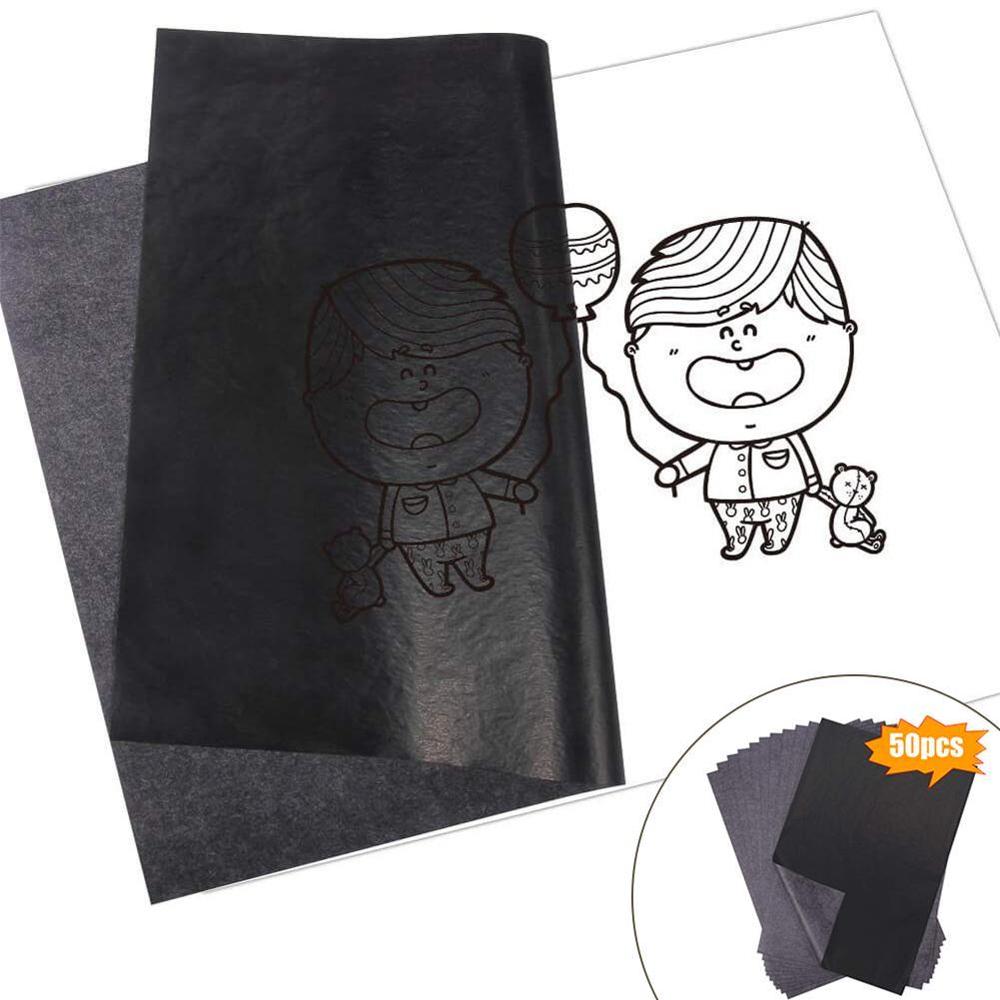 50Pcs/Set Black A4 Copy Carbon Paper Painting Tracing Tracing Graphite Reusable Accessories Legible Painting Painting Paper R1H5