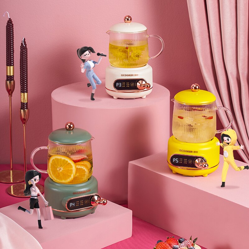 500ml Health Preserving Pot Electric Kettle Teapot Glass Stew Cup Slow Cooker Cup Heater Mug Warmer Boiled Water Pot 220V