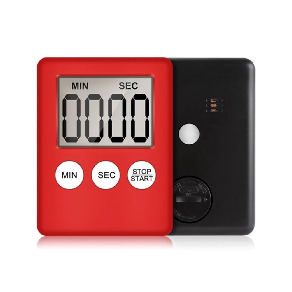 Multifunctional LCD Digital Ultra-thin Timer Sleep Stopwatch Kitchen Count Up Countdown Timer Cooking Baking Reminder Clock#38: Red
