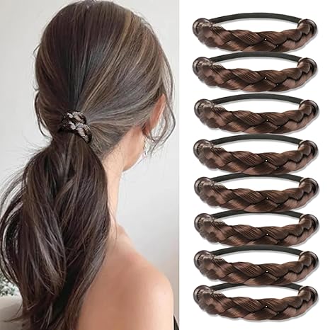 Rubber Band Made of Hair Rope Simulation Wig Head Rope Wig Hair Ring Straight HairTie Ponytail Elastic Hair Accessories: Brown