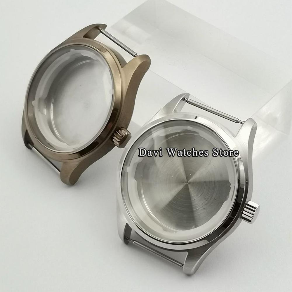40MM Silver/Bronze coating watch case part brushed Fit NH35/NH36 ETA 2824 movement