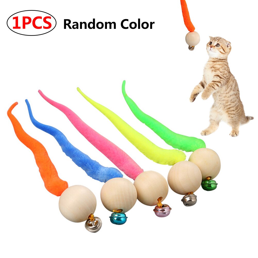 Clochette à queue de poisson pour chat, jouet à mâcher, boule en bois, morsure de chaton,