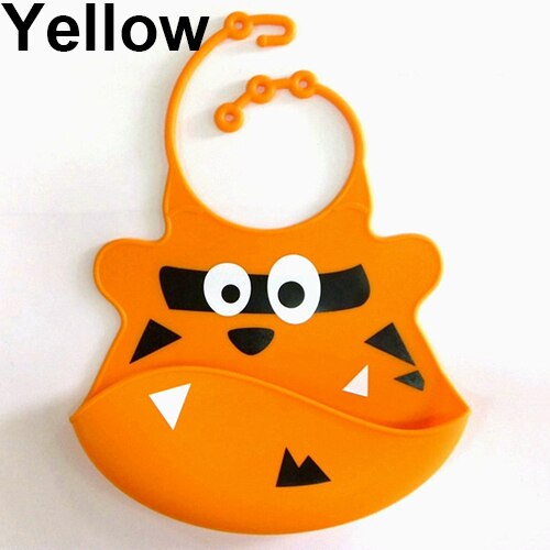 Baberos alimentación bebé Baberos alimentación silicona impermeable ajustable paños eructos niños Delantales para chicas niños comiendo el almuerzo Peto: Amarillo