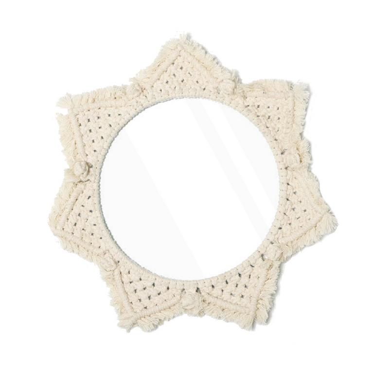 Miroir mural rond en macramé de style bohème, avec cordon en coton, fait à la main, décoration pour la maison