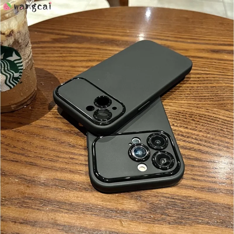 Para iphone 15 14 13 12 11 pro xs max xr x 7 8 plus caso de telefone fosco cor sólida simples negócios preto branco simples capa