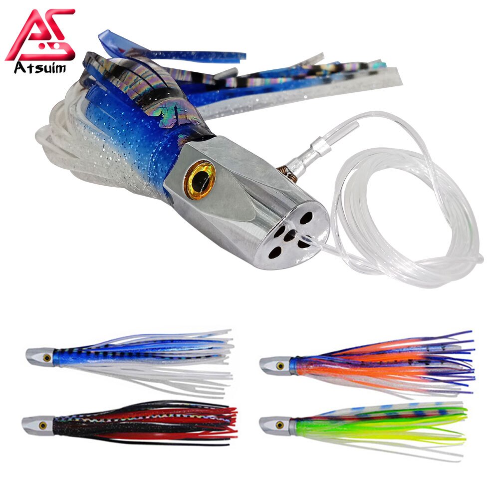 AS 1PC 21cm90g Trolling Bait Copper Head Seawater Lure Octopus Squid Skirt Angler Drag Fishing Marlin Tuna Boat Pesca Leurre