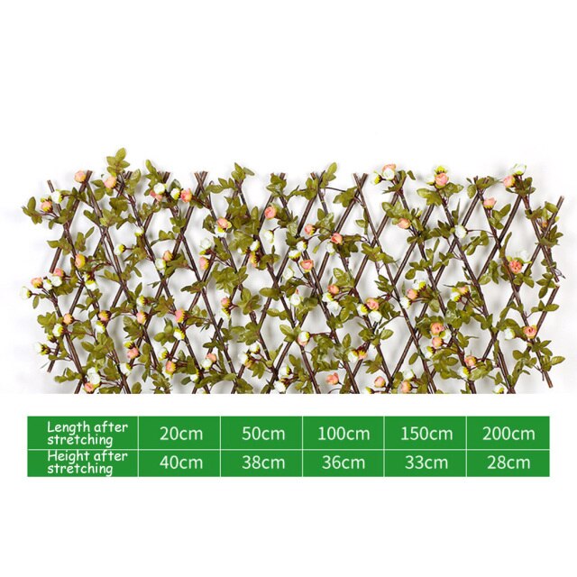 Artificial Rose Flower Garden Privacy Fence Wall Leaf Wood Telescopic Expanding Trellis Vine Climbing Frame Gardening Home Decor: White pink