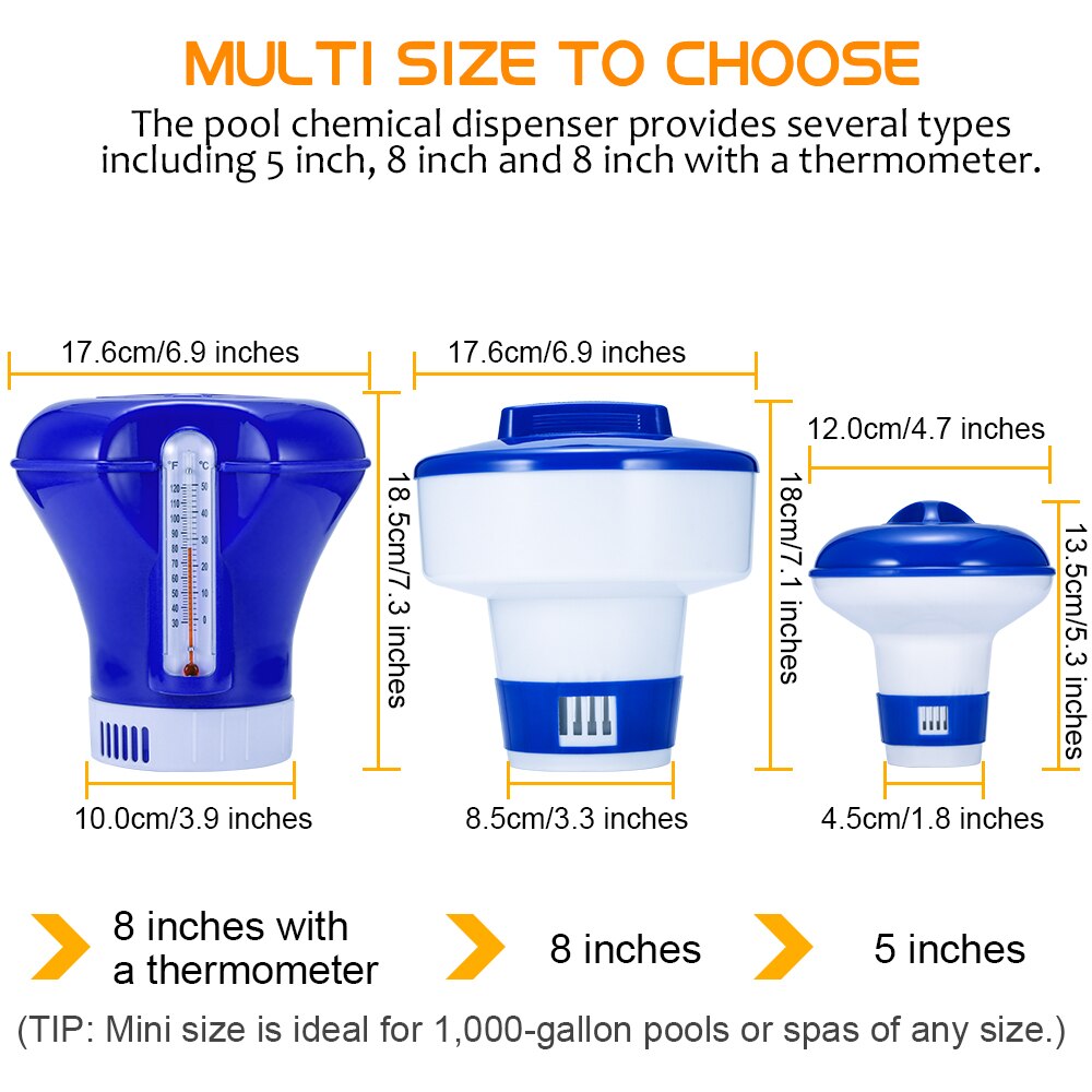 Swimming Pool Floating Chemical Chlorine Dispenser Swimming Pool Accessories Thermometer Disinfection Automatic Applicator Pump