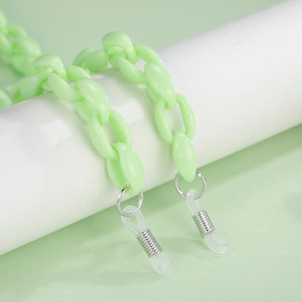 Teamer Mode Acryl Leesbril Ketting Voor Vrouwen Zonnebril Ketting Bandjes Cords Hals-Keten Lanyard Brillen Touw: 7 green-Silver