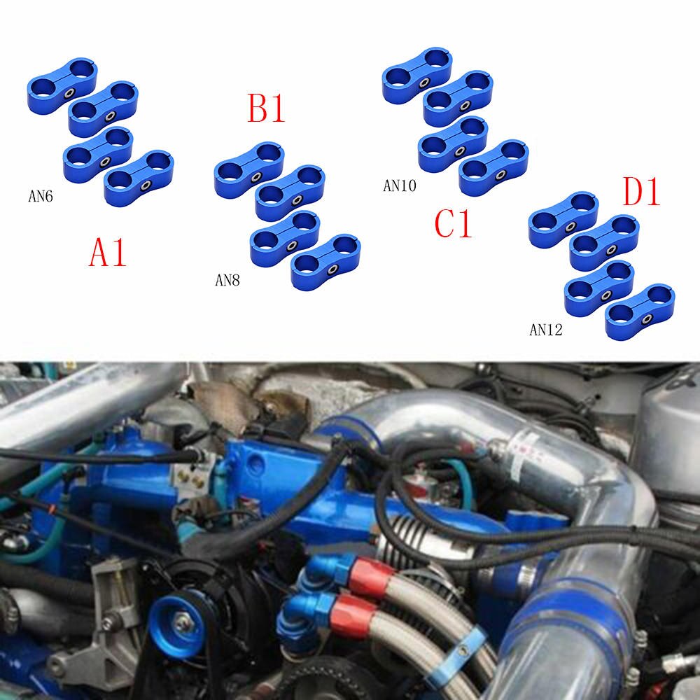 4Pcs/Set 6AN 8AN 10AN 12AN Hose Separators Braided Hose Separator Clamp Fitting Adapter For Oil Fuel Hose Line