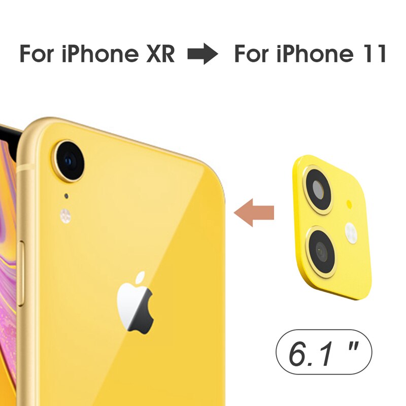 Para iPhone X XS Max XR XS Seconds cambio para iPhone 11 Pro Max pegatina de lente de cámara Protector de pantalla cambio para iPhone 11: Yellow / XR