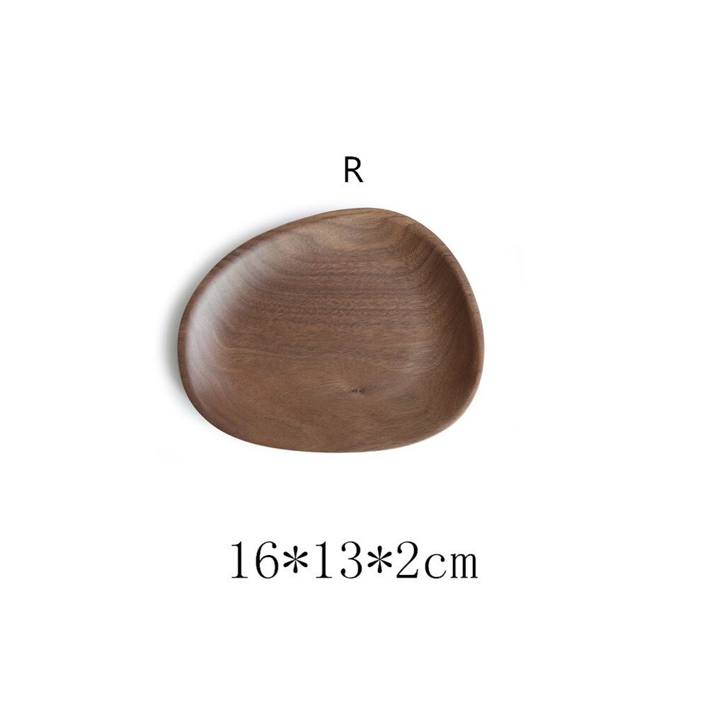 Irregular Solid Wood Plate Black Walnut Wood Pan Sturdy Natural Party Tableware for Salad Dessert Dinner Fruit Tea: R