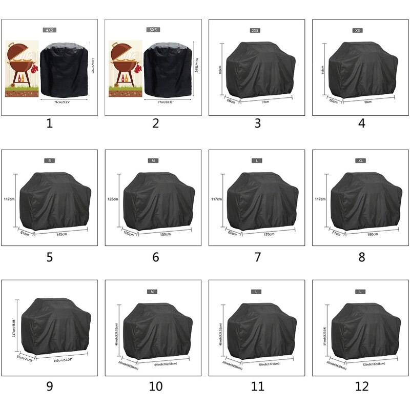 190t 210d bbq trekk utendørs støv vanntett weber heavy duty grill trekk regn beskyttende utendørs grill trekk rundt