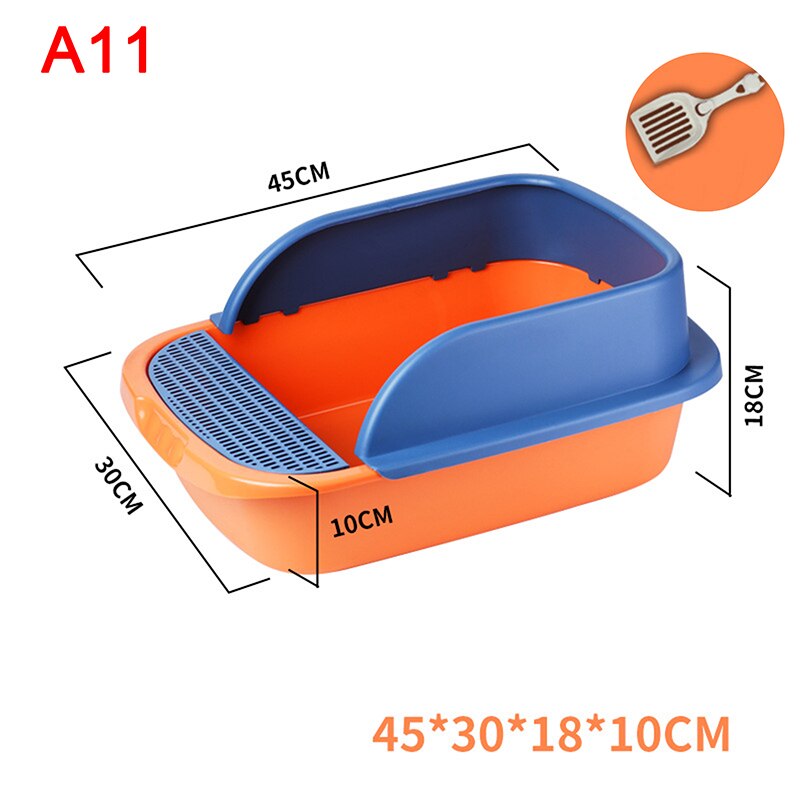 Cat Litter Box Heighten Semi-open Toilets For Pet Clean Sandbox With Free Shovel Cat Pet Supplies: A11