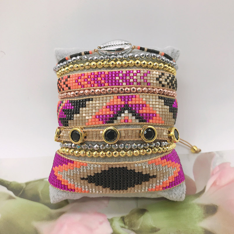 BLUESTAR MIYUKI bracciale occhio turco bracciale Color oro rame perline Pulseras Mujer Moda Shell gioielli fatti a mano bracciale: Stampigliatura