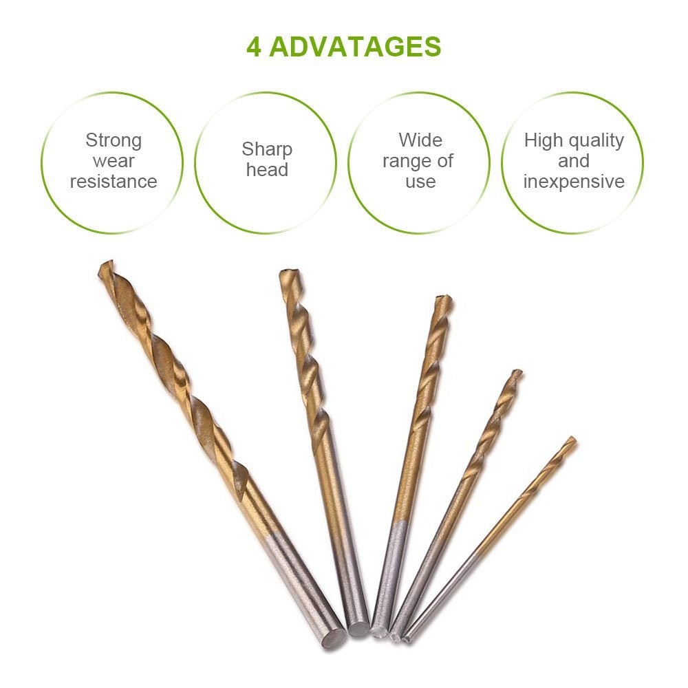 50Pcs Titanium Coated Drill Bits Set HSS High Speed Steel Drill Bits Set Tool Hand Tools Set 1/1.5/2/2.5/3mm