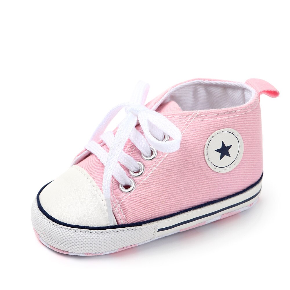 Canvas Klassieke Sport Sneakers Pasgeboren Baby Jongens Meisjes Eerste Wandelaars Schoenen Baby Peuter Zachte Zool Anti-Slip Baby schoenen: Roze / 13-18 months