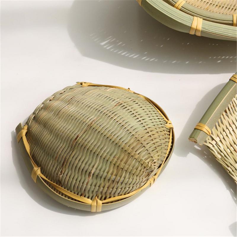 Farmhouse bamboo weaving basket Open bamboo sieve hand-woven drying bamboo basket fruit and vegetable storage