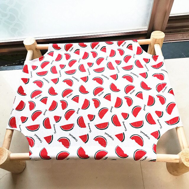 Cama elevada extraíble para gatos, casa de madera de lona transpirable para conejos pequeños, suministros para perros: 8 Red Watermelon