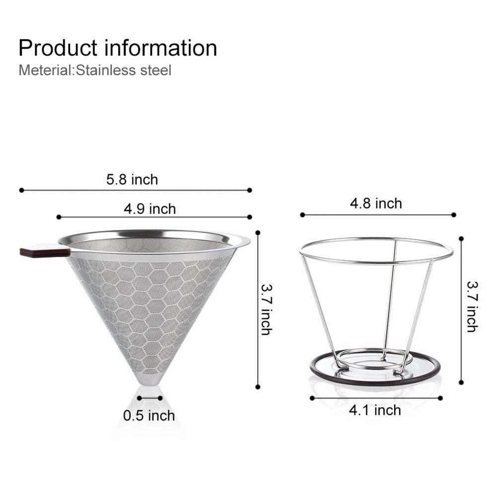 Pour Over Coffee Dripper Stainless Steel Coffee Filter Removable Dripper With Stand Reusable Cone Dripper Coffee Dolce Gusto