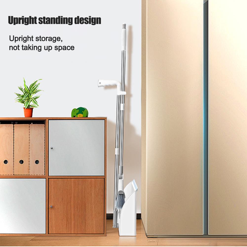 Foldable and standing broom and dustpan set combination With Extendable Broomstick Cleaning Broom Dustpan Set for Home