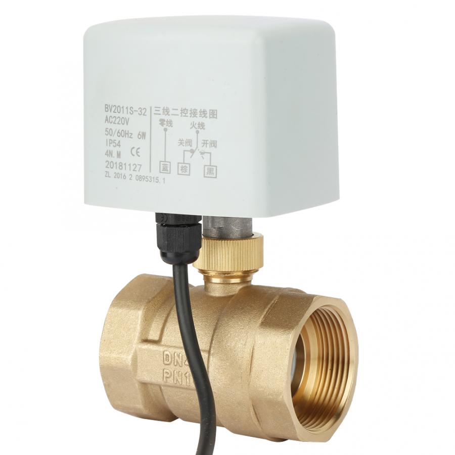 AC220V DN40 1-1/2" 2-Way 3-Wire Brass Electric Motorized Ball Valve Plumbing tools