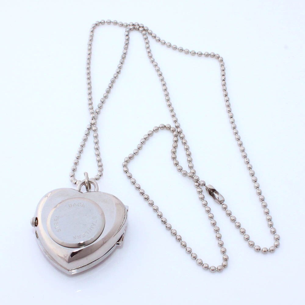 Mode Roze Hollow Quartz Hartvormige Zakhorloge Ketting Hanger Ketting Klok Vrouwen Blauw Hart Horloges