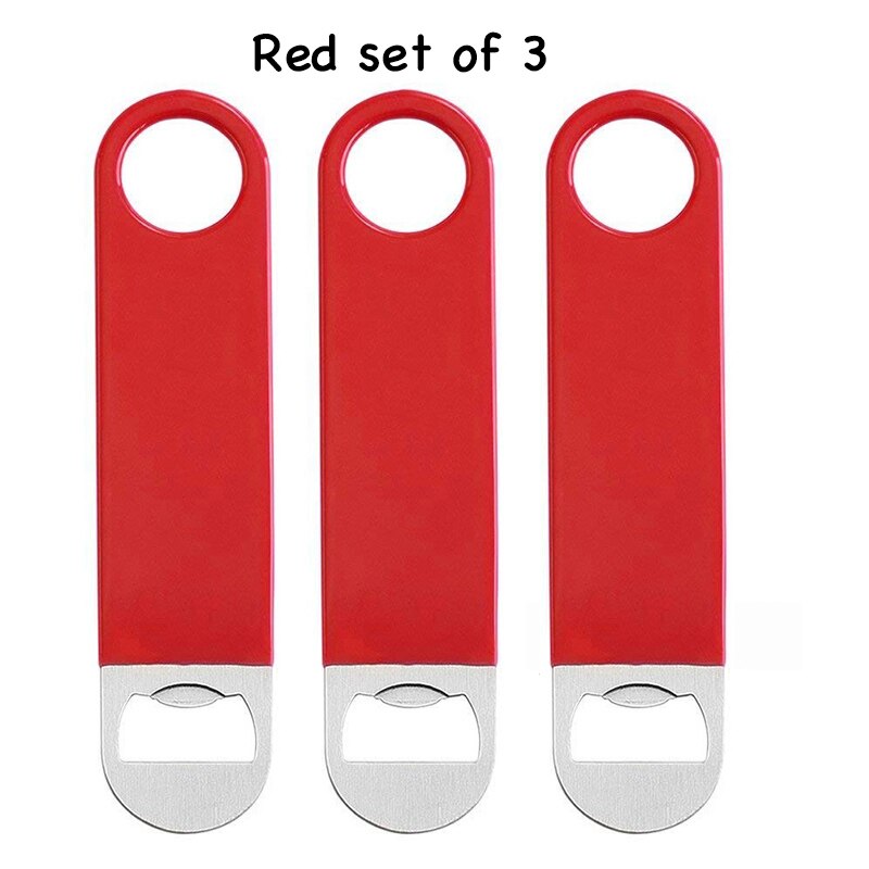 Rvs Bar Blade Bier Flesopener, Barman Flesopeners, Snelheid Openers Set Van 3: Red set of 3