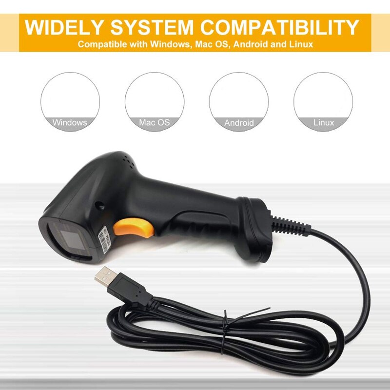 Barcode Scanner with USB Cable for POS Supermarket Library Express Company Retail Store