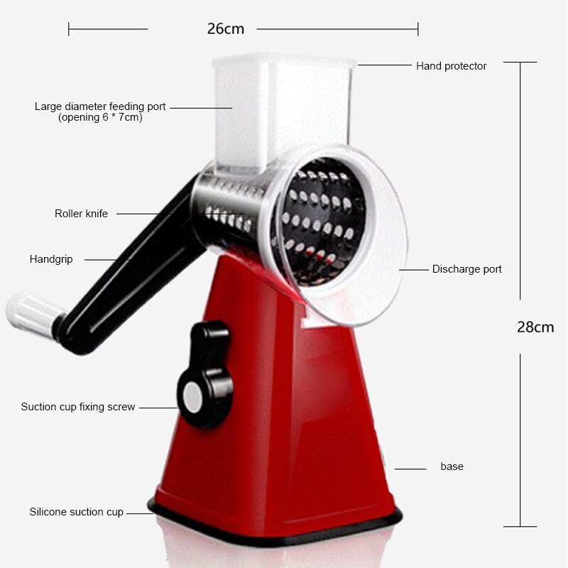 Safe Material Multi-function Drum Cutter, Three Detachable And Interchangeable Drum Blades, Kitchen Accessories, Gadget