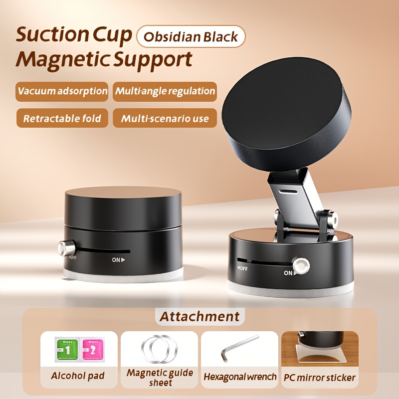 Auto magnetische vacuüm telefoonhouder Draaibare draadloze oplaadbeugel Ondersteuning GPS Autobeugel Dubbelzijdige magnetische opvouwbare houder