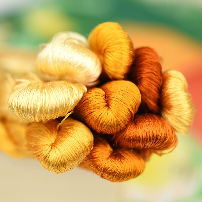 silk embroidery thread / 100% silk thread /hand embroidery embroider cross stitch/orange brown/9 pure colors