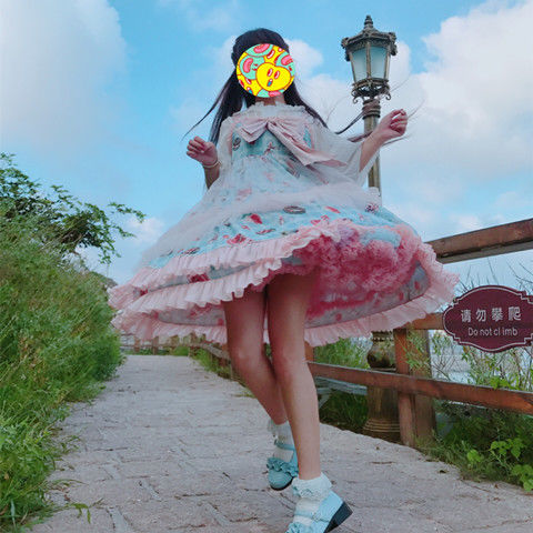 Rainbow Lolita Underskirt dress Women Bridal Chiff. Grandado