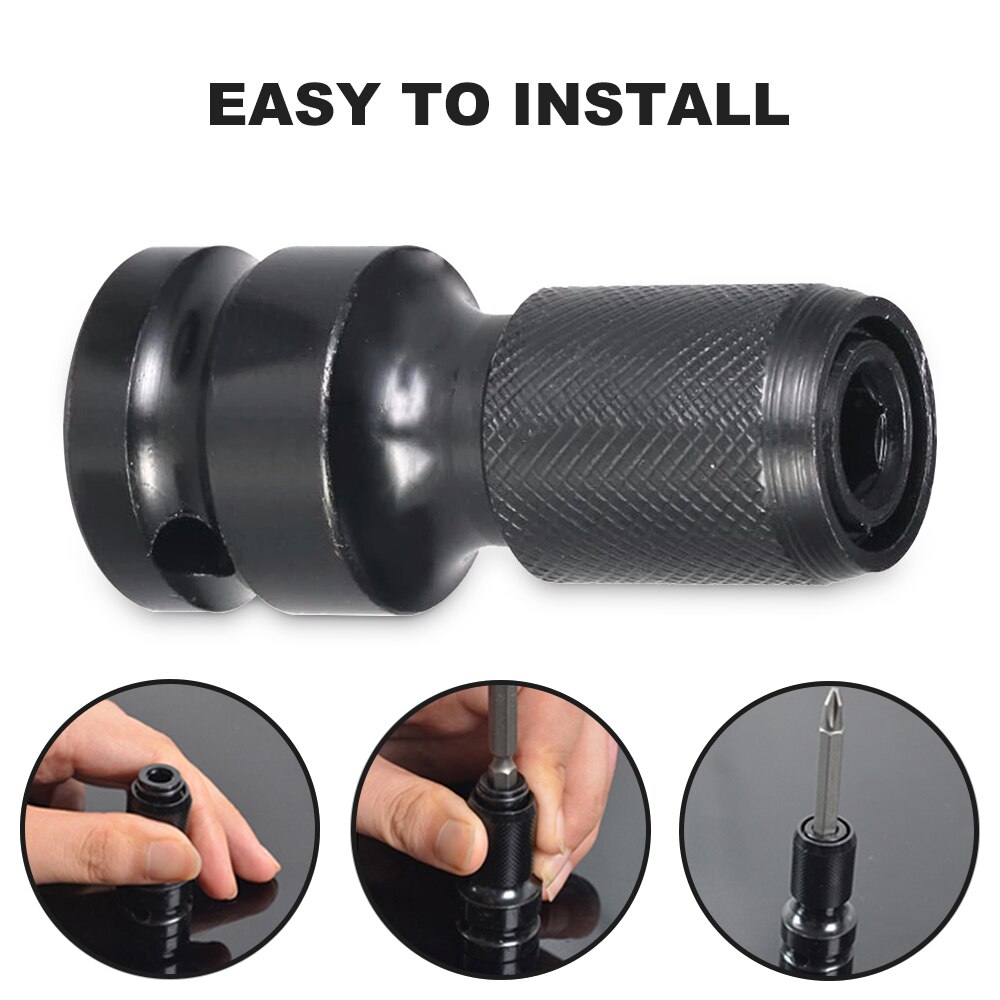 Llave de impacto hexagonal de 1/2 pulgadas a 1/4 pulgadas, conjunto de adaptador, convertidor de unidad de llave inglesa, herramienta de liberación rápida