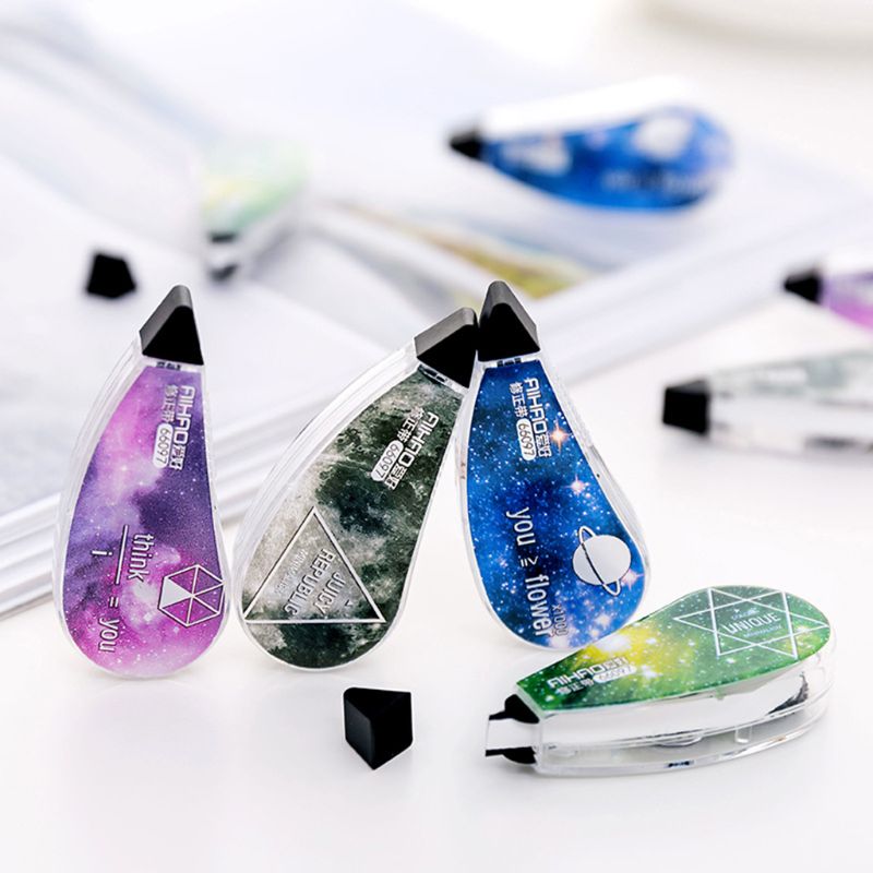 Conjunto de cintas correctoras 4 Uds., material de cielo estrellado fantástico, herramienta correctora, para estudiantes, útiles escolares