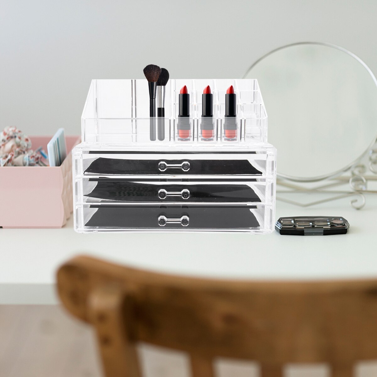 Transparante Nagellak Lippenstift Cosmetische Make Up Organizer Crystal Acryl Jurk Desktop Opbergdoos Sieraden Make-Up Doos