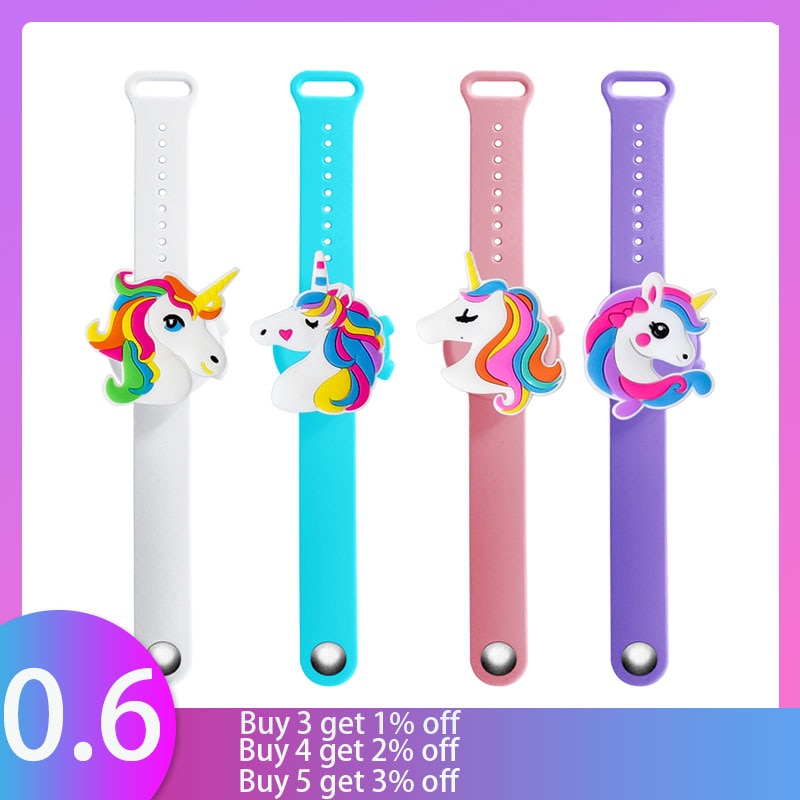 2Pcs Cute Unicorn Cartoon Wristband Hand Dispenser Portable hand sanitizer hand sanitzer hand sanatizer holder for children Kids
