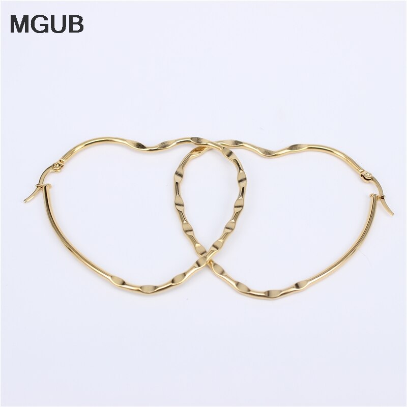 Mgub Gouden Kleur/Zilver Kleur Smooth Rvs Populaire Vrouwelijke Oor Sieraden Gladde Reflecterende Vliegtuig Eenvoudige Opknoping Ring LH154