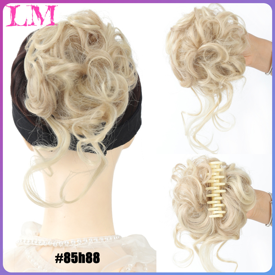 LM chaotisch lockig kurz Kunsthaarverlängerung Chignon Krapfen Rolle Brötchen Perücke Klaue Clip in Haarteil für Frauen