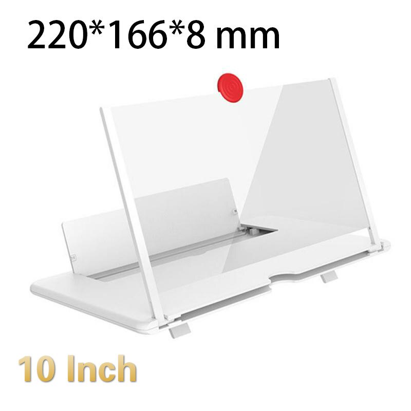 Thin Foldable Mobile Phone Amplifier Magnifier Fordable 3D Amplifier Video 10/12 Inch Drawable 3D Mobile Phone Screen Amplifier: 10 inch White