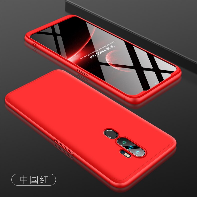 GKK funda Original para OPPO A5 A9 funda 3 en 1 protección completa a prueba de golpes funda dura mate para OPPO A11X funda Fundas: OPPO A11X / Red