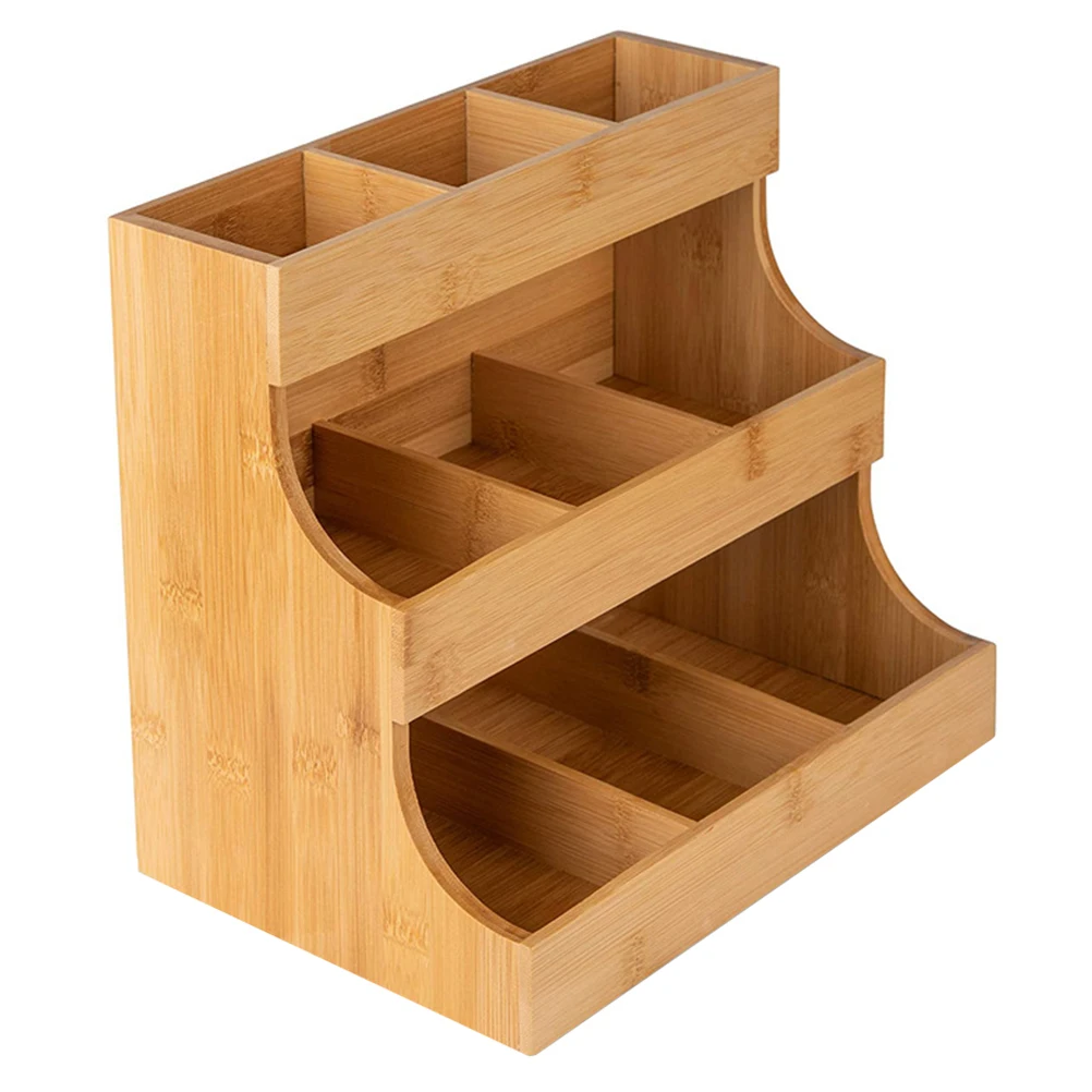 Thee Organizer Koffiehouder Doos Pakket Opslag Specerij Houten Rek Suiker Station Plank Container Bar Pakketten Staan