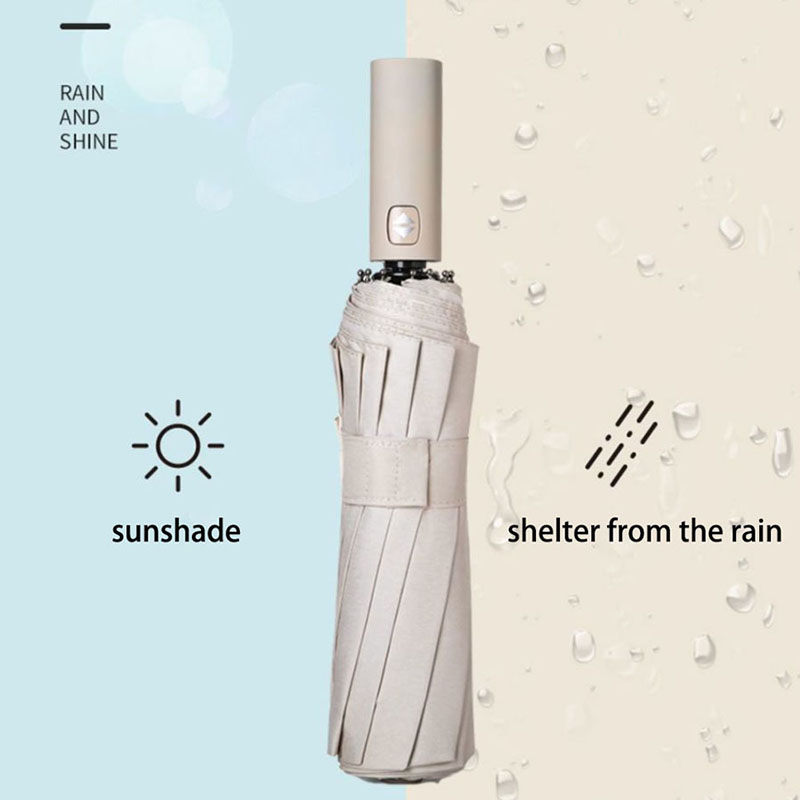 Umbrella Large Automatic Umbrella 24 Bone Men's Double Strong Wind resistant Sunscreen and UV resistant Women's Dual purpose Sun: Beige