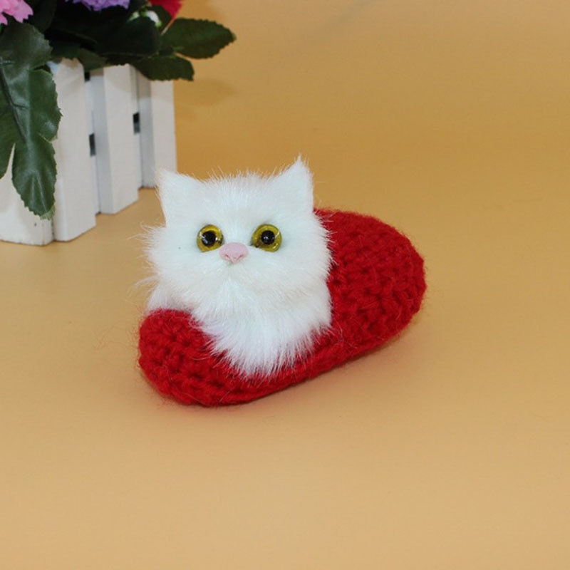 Jouet joli chaton miaou pression 1 pièce | Mignon petits chats dormir ou assis, pantoufle drôle petit chat sonnant, décoration de maison voiture et de bureau